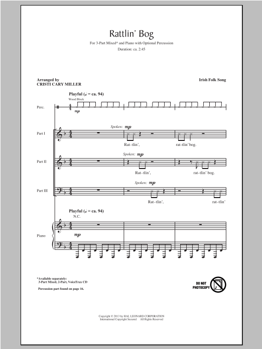 Rattlin' Bog (3-Part Mixed Choir) von Cristi Cary Miller