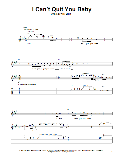 I Can't Quit You Baby (Guitar Tab (Single Guitar)) von Led Zeppelin