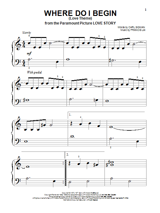 Where Do I Begin (Love Theme) (Big Note Piano) von Andy Williams