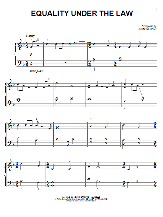 Equality Under The Law (Easy Piano) von John Williams