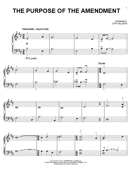 The Purpose Of The Amendment (Easy Piano) von John Williams