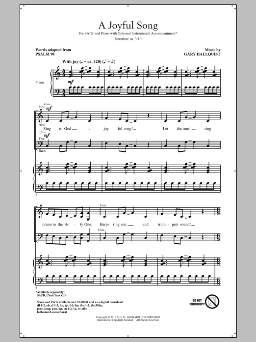 A Joyful Song (SATB Choir) von Gary Hallquist