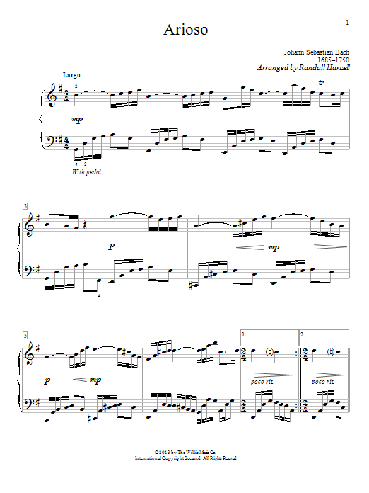 Arioso (Piano Solo) von Randall Hartsell