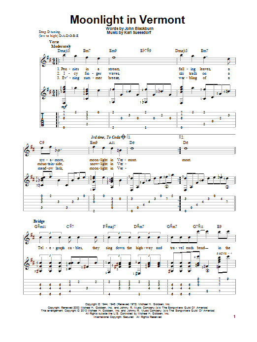 Moonlight In Vermont (Solo Guitar) von Karl Suessdorf