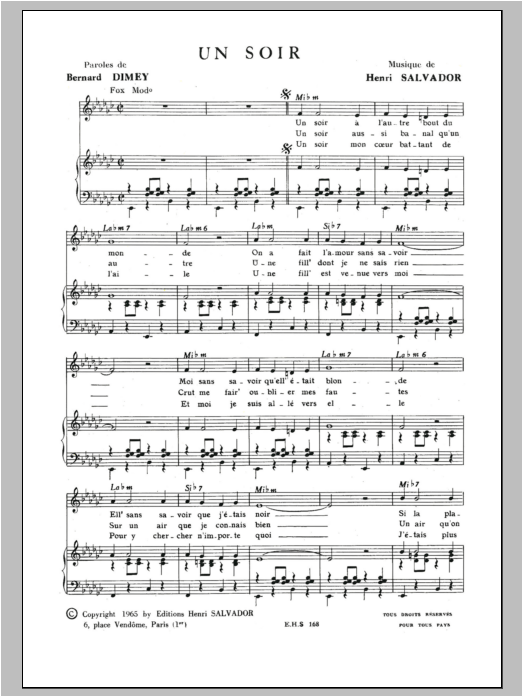 Soir (Piano & Vocal) von Henri Salvador