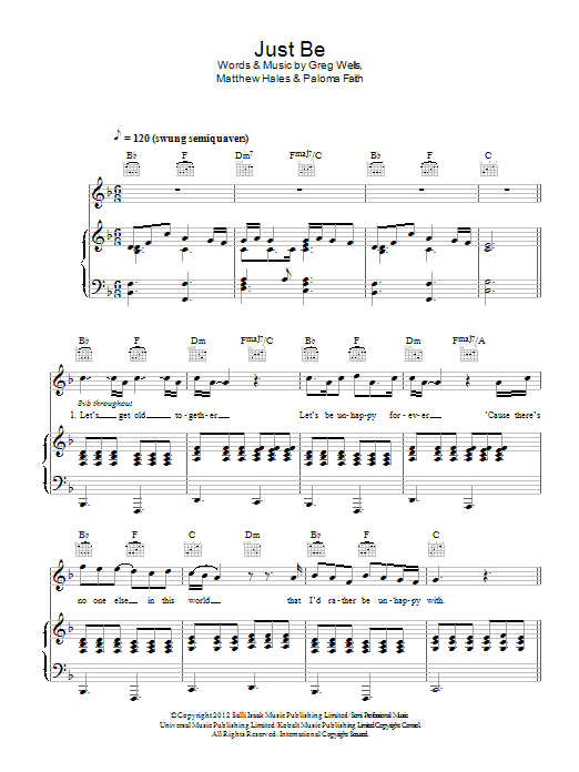 Just Be (Piano, Vocal & Guitar Chords) von Paloma Faith