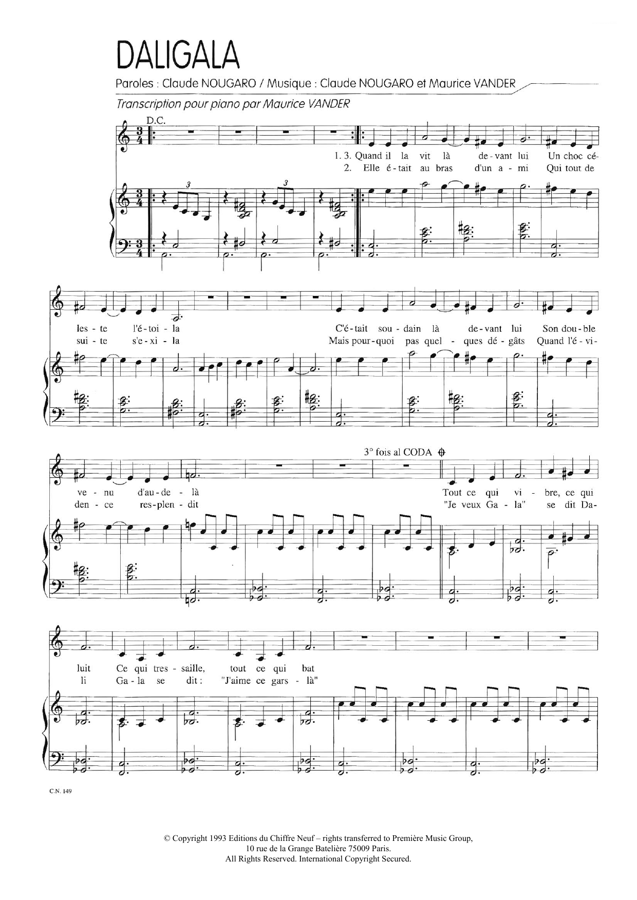 Daligala (Piano & Vocal) von Claude Nougaro