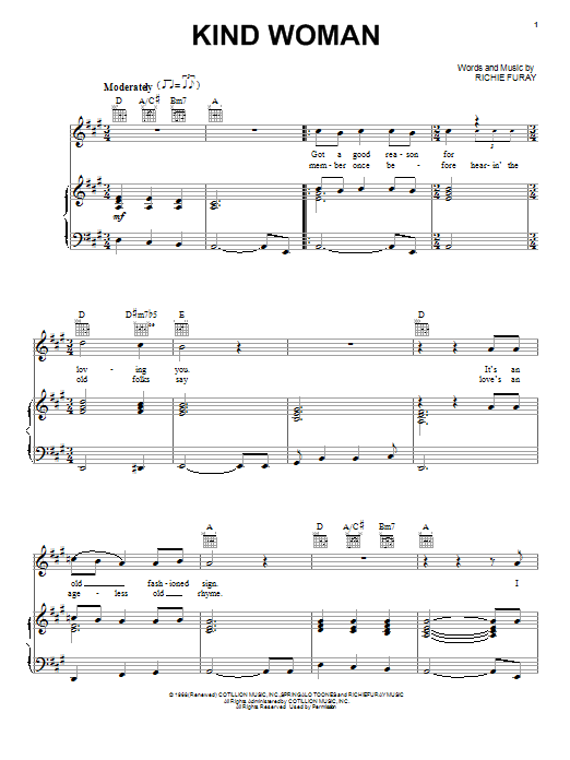 Kind Woman (Piano, Vocal & Guitar Chords (Right-Hand Melody)) von Buffalo Springfield