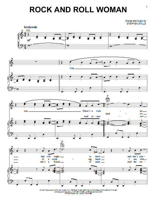 Rock And Roll Woman (Piano, Vocal & Guitar Chords (Right-Hand Melody)) von Buffalo Springfield