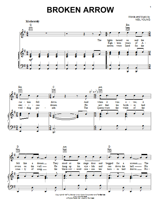 Broken Arrow (Piano, Vocal & Guitar Chords (Right-Hand Melody)) von Buffalo Springfield
