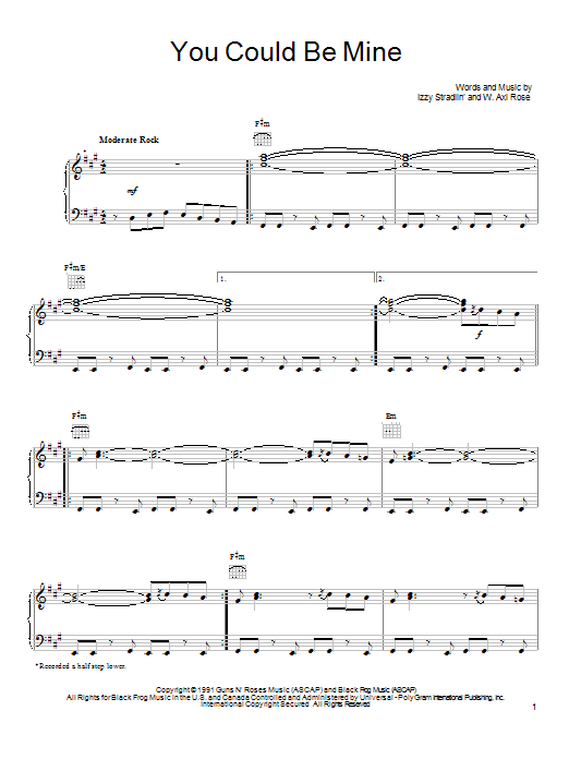 You Could Be Mine (Piano, Vocal & Guitar Chords (Right-Hand Melody)) von Guns N' Roses