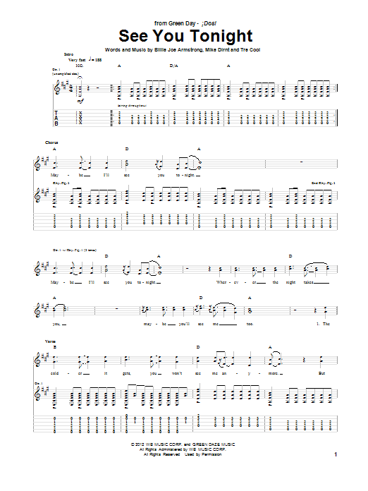 See You Tonight (Guitar Tab) von Green Day