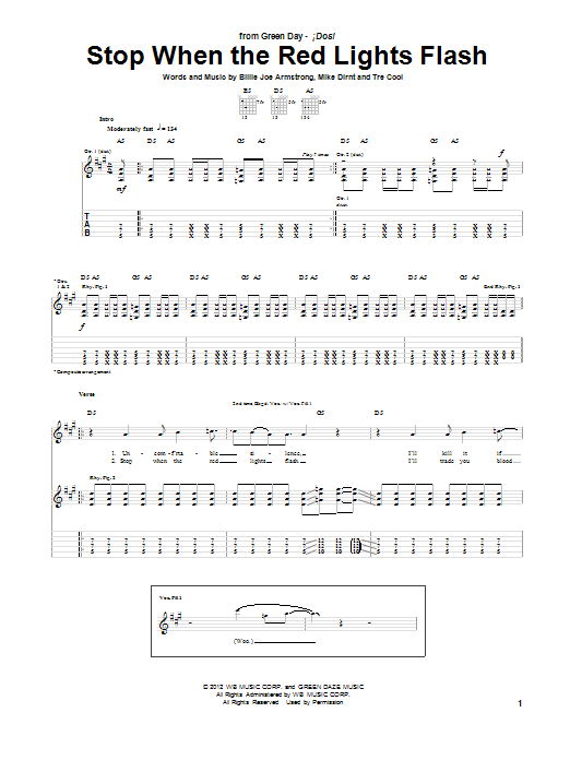 Stop When The Red Lights Flash (Guitar Tab) von Green Day