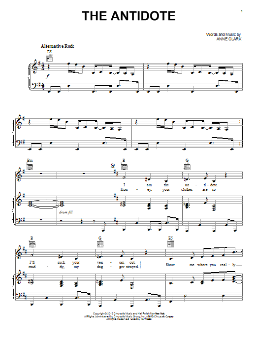 The Antidote (Piano, Vocal & Guitar Chords (Right-Hand Melody)) von St. Vincent