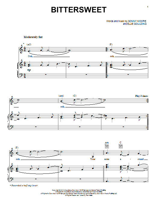 Bittersweet (Piano, Vocal & Guitar Chords (Right-Hand Melody)) von Ellie Goulding