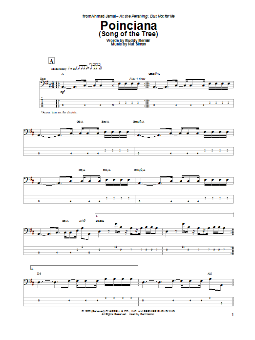 Poinciana (Song Of The Tree) (Bass Guitar Tab) von Nat Simon