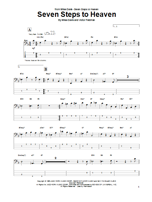 Seven Steps To Heaven (Bass Guitar Tab) von Miles Davis