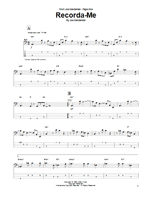 Recorda Me (Bass Guitar Tab) von Joe Henderson