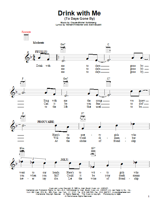 Drink With Me (To Days Gone By) (Ukulele) von Claude-Michel Schonberg