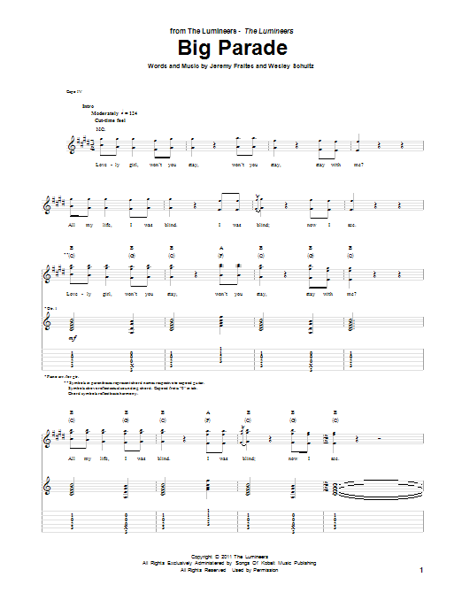 Big Parade (Guitar Tab) von The Lumineers