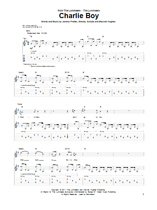 Charlie Boy (Guitar Tab) von The Lumineers