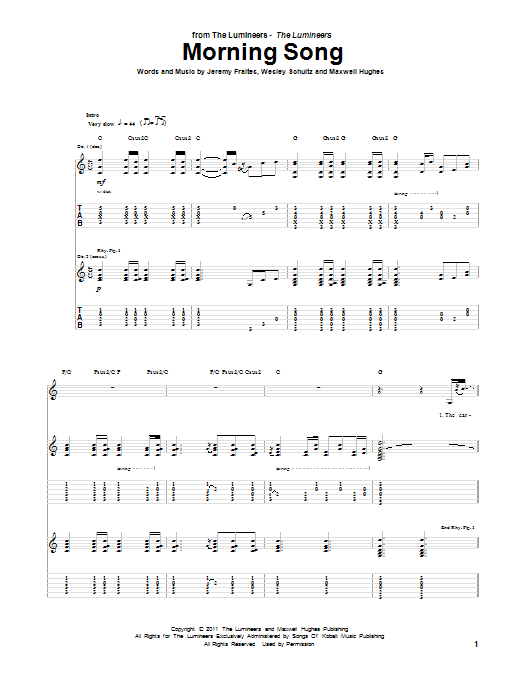 Morning Song (Guitar Tab) von The Lumineers