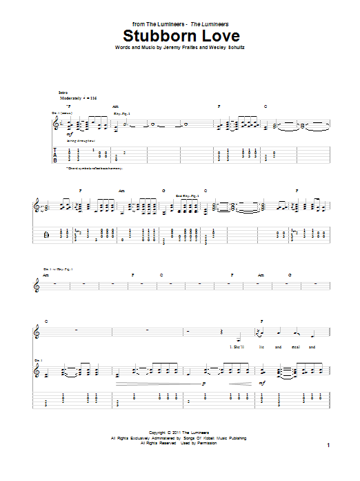 Stubborn Love (Guitar Tab) von The Lumineers