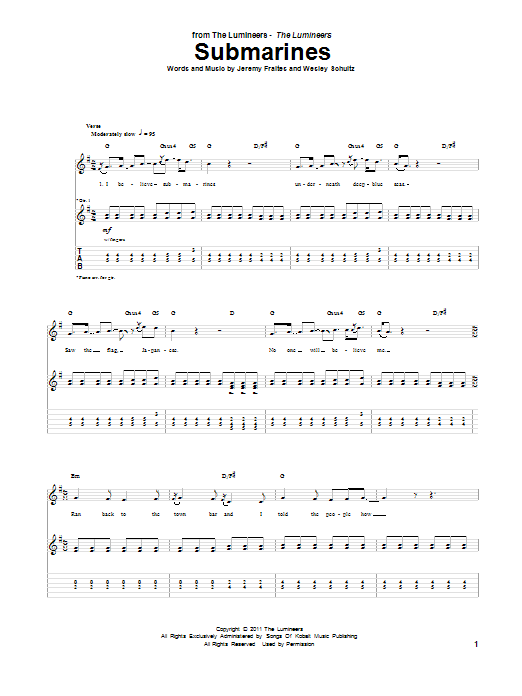 Submarines (Guitar Tab) von The Lumineers