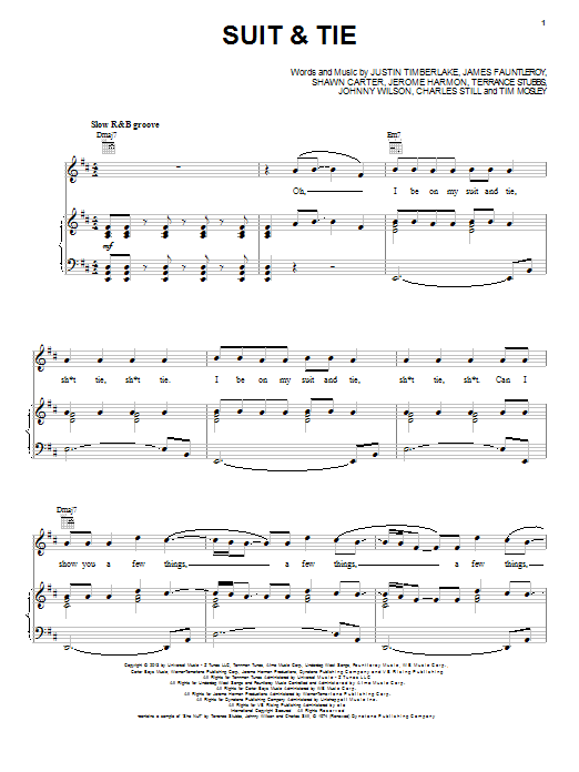 Suit & Tie (Piano, Vocal & Guitar Chords (Right-Hand Melody)) von Justin Timberlake