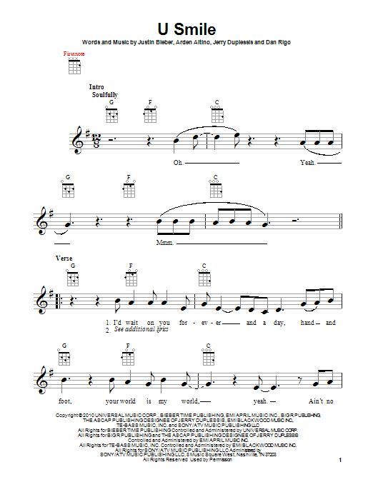 U Smile (Ukulele) von Justin Bieber