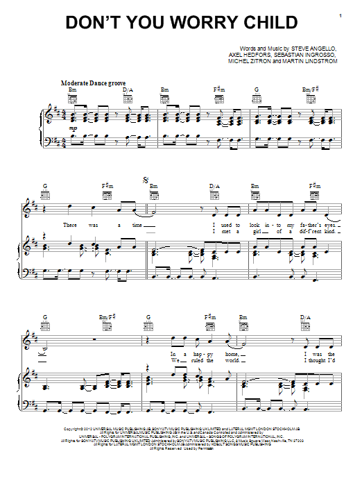 Don't You Worry Child (Piano, Vocal & Guitar Chords (Right-Hand Melody)) von Swedish House Mafia