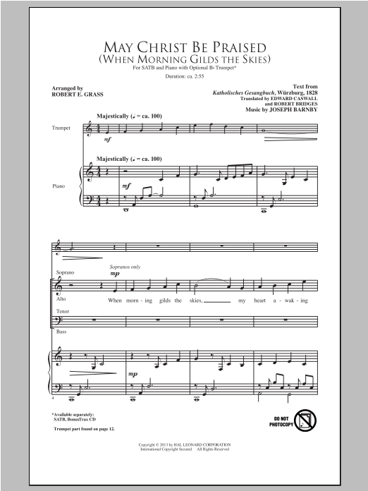 May Christ Be Praised (SATB Choir) von Robert E. Grass