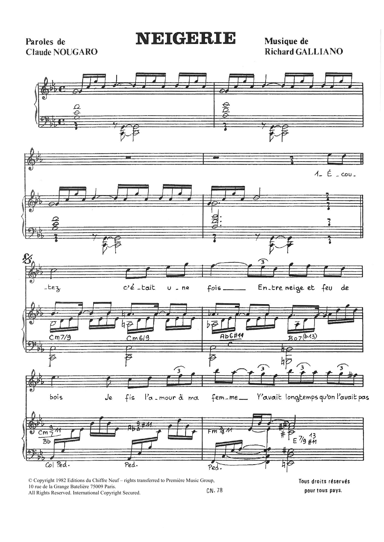 Neigerie (Piano & Vocal) von Claude Nougaro