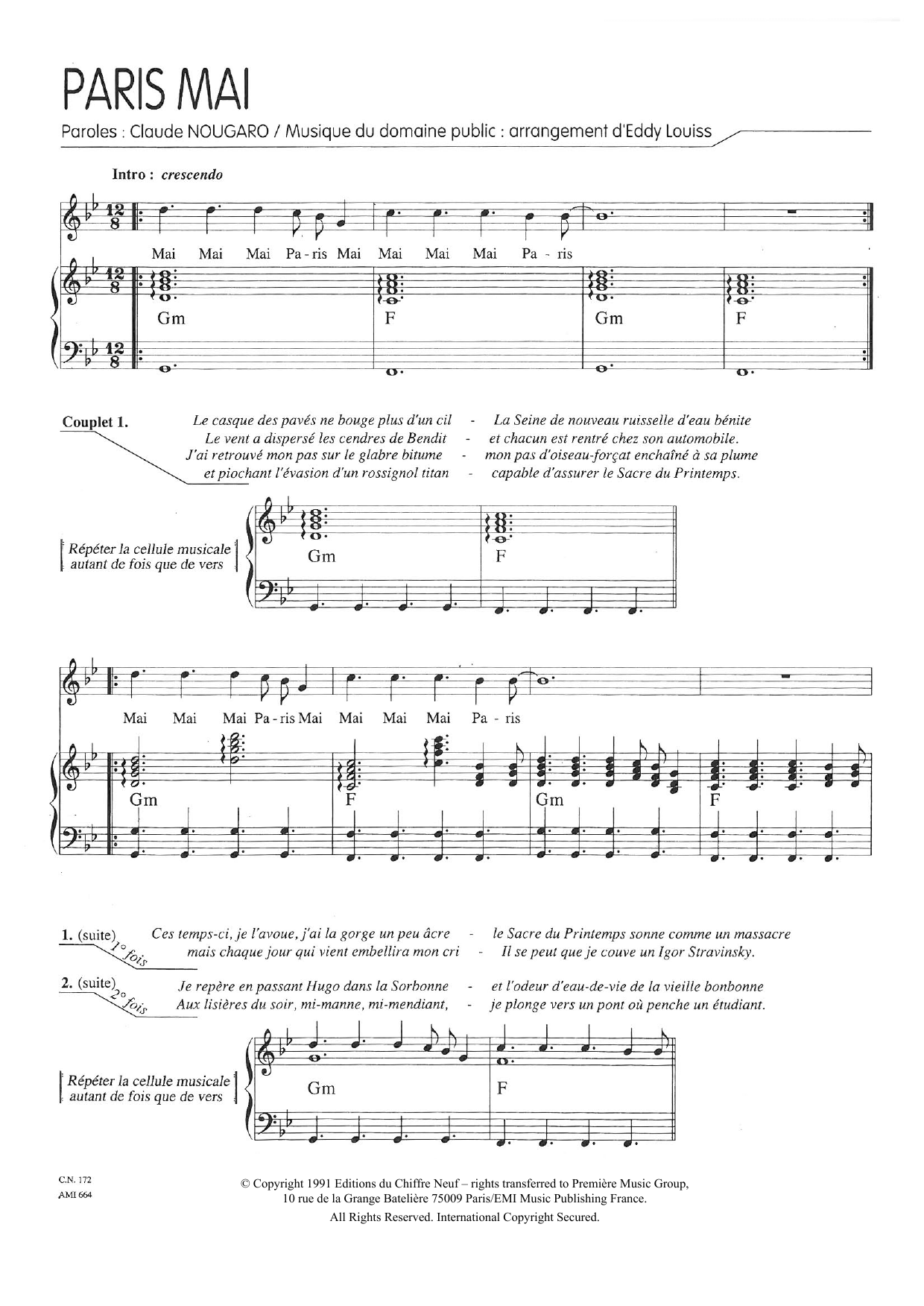 Paris Mai (Piano & Vocal) von Claude Nougaro