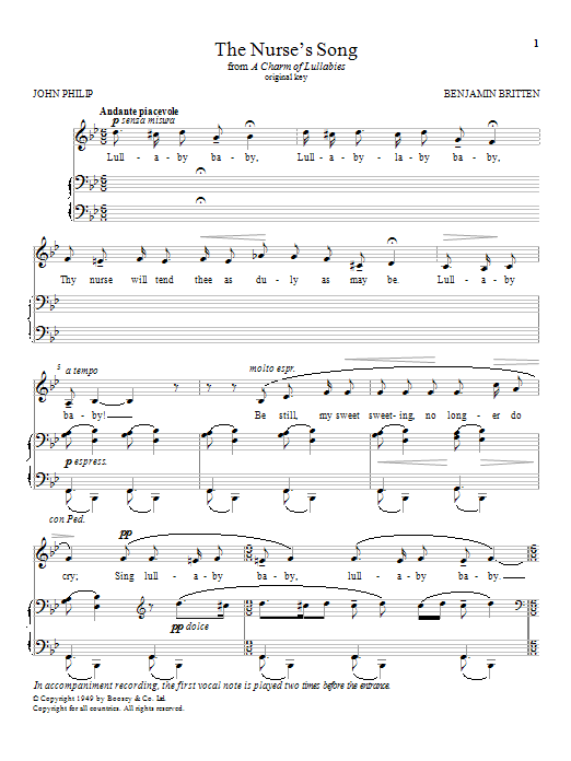 The Nurse's Song (Piano & Vocal) von Benjamin Britten