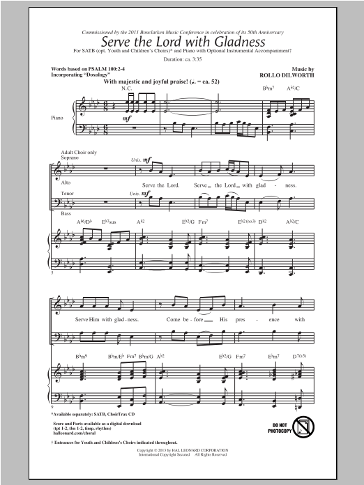 Serve The Lord With Gladness (SATB Choir) von Rollo Dilworth