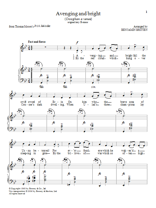 Avenging and bright (Piano & Vocal) von Benjamin Britten