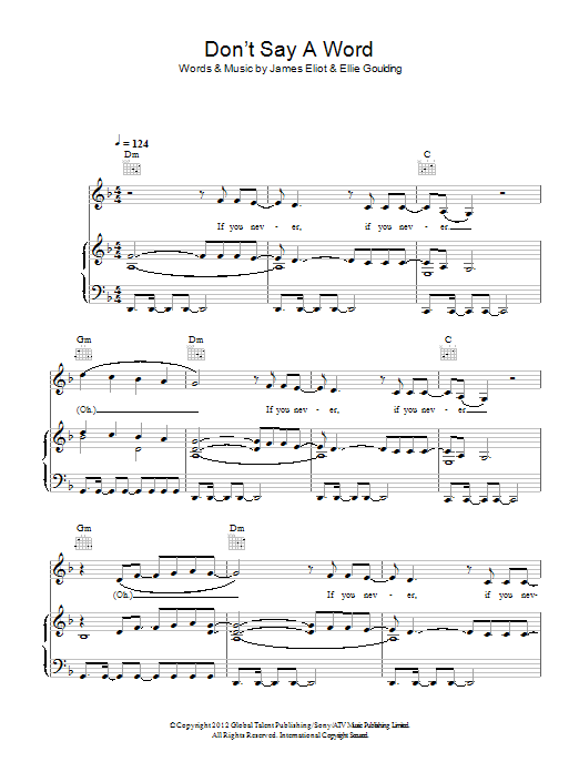 Don't Say A Word (Piano, Vocal & Guitar Chords) von Ellie Goulding