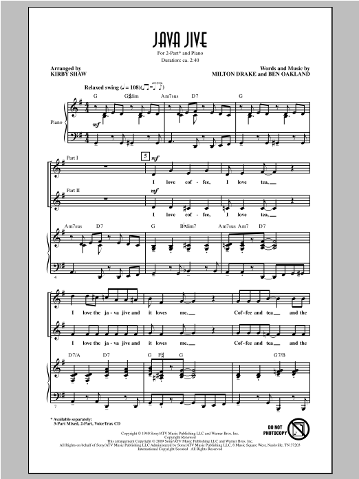 Java Jive (arr. Kirby Shaw) (2-Part Choir) von The Ink Spots