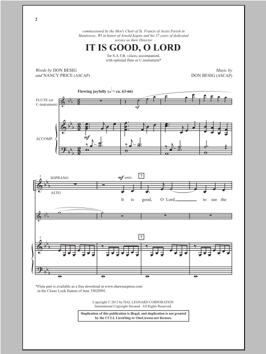 It Is Good, O Lord (SATB Choir) von Don Besig