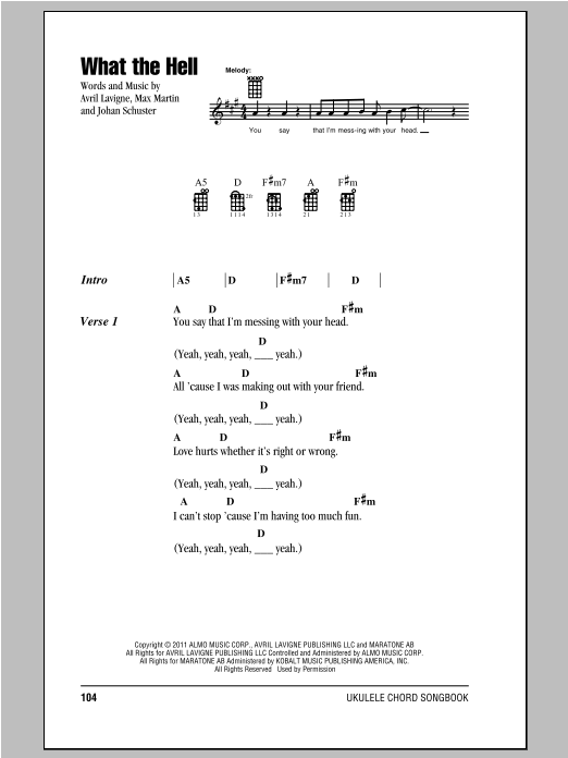 What The Hell (Ukulele Chords/Lyrics) von Avril Lavigne