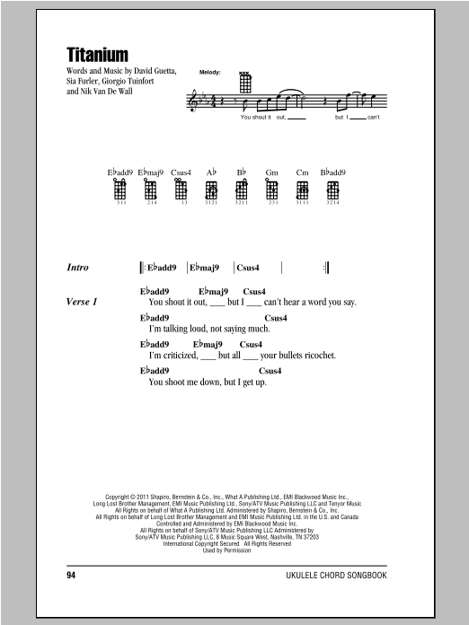 Titanium (Ukulele Chords/Lyrics) von David Guetta