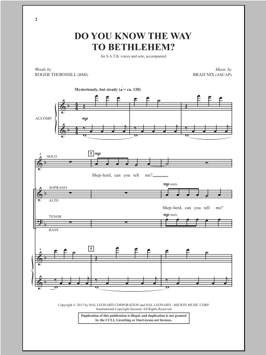 Do You Know The Way To Bethlehem? (SATB Choir) von Brad Nix