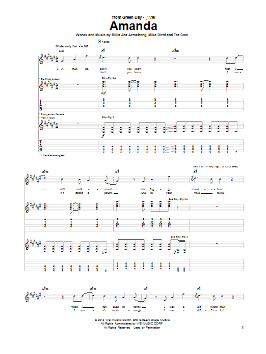 Amanda (Guitar Tab) von Green Day