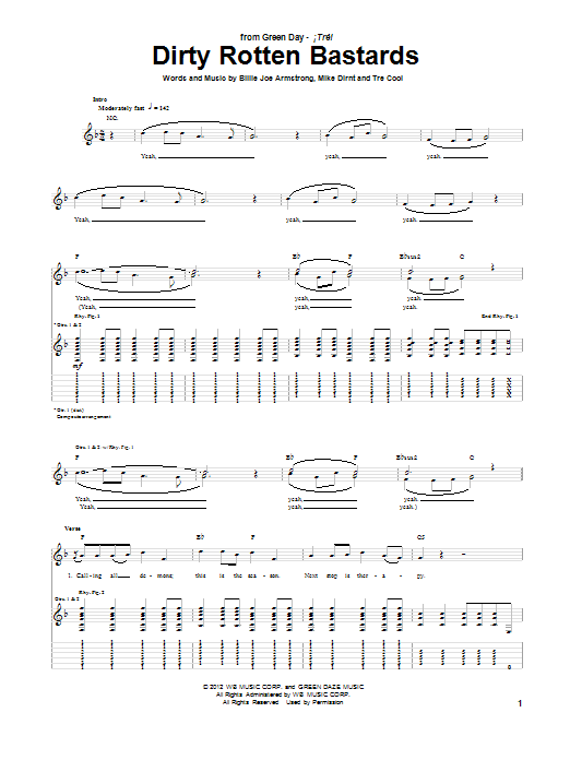 Dirty Rotten Bastards (Guitar Tab) von Green Day