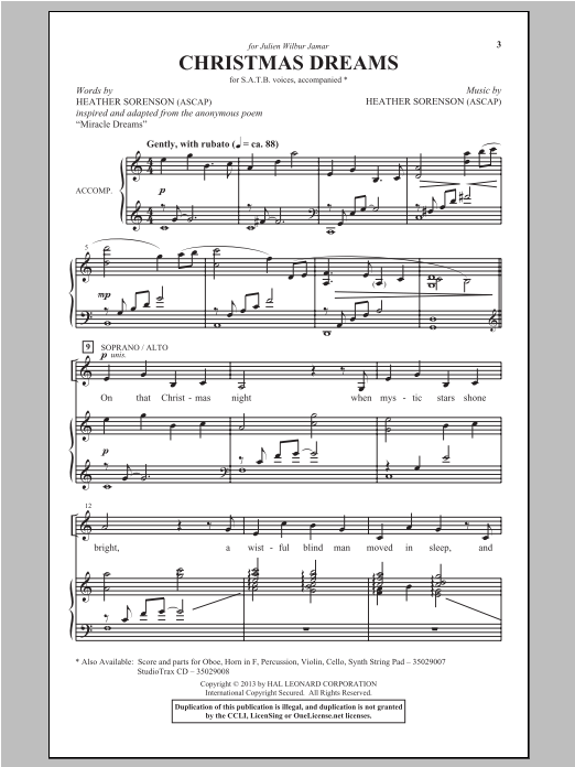 Christmas Dreams (SATB Choir) von Heather Sorenson