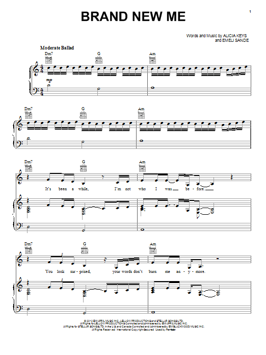 Brand New Me (Piano, Vocal & Guitar Chords (Right-Hand Melody)) von Alicia Keys