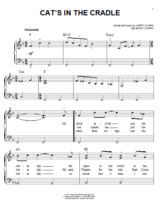 Cat's In The Cradle (Easy Piano) von Harry Chapin