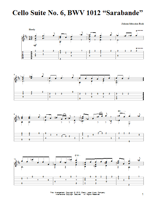 Cello Suite No. 6, BWV 1012 