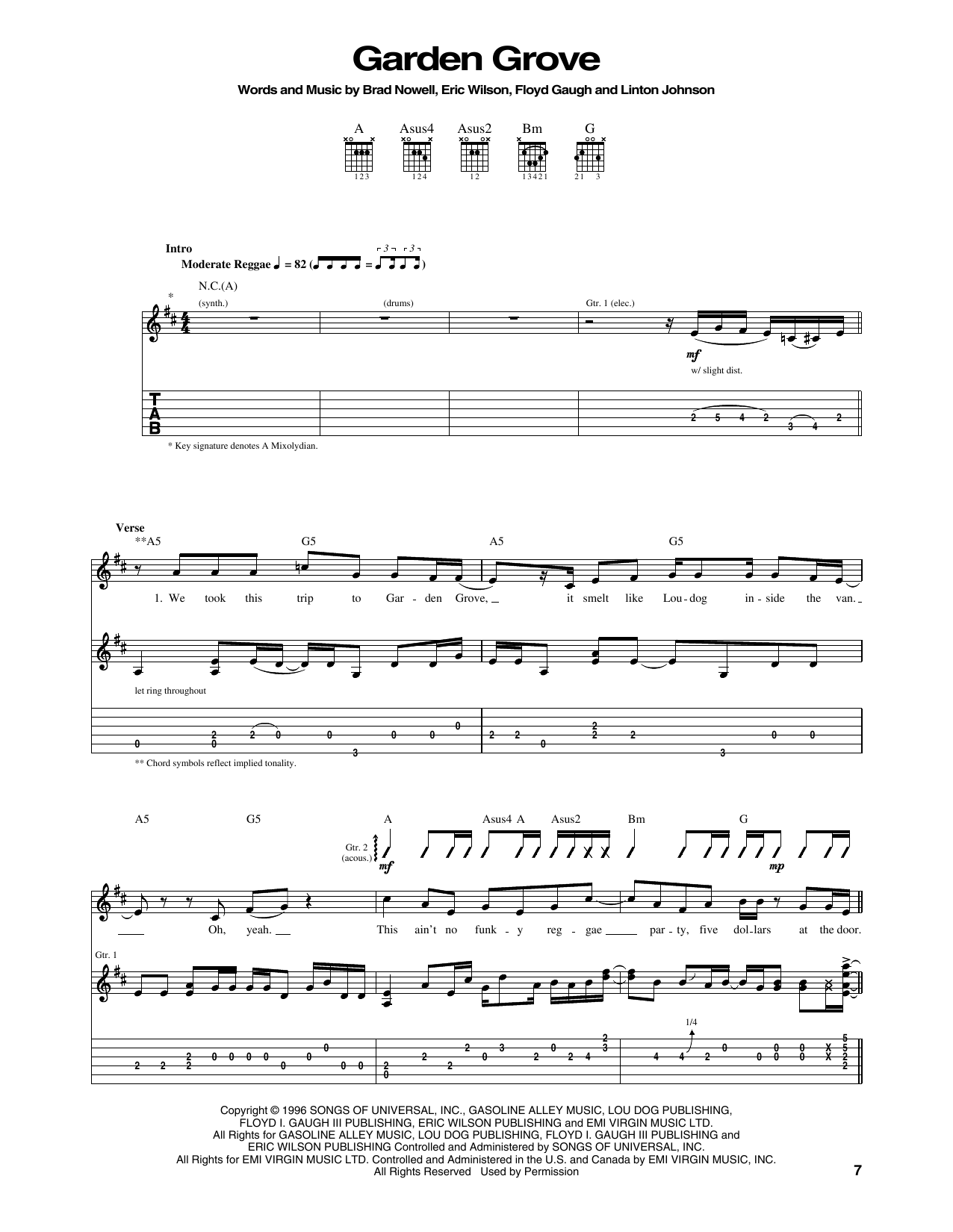 Garden Grove (Guitar Tab) von Sublime